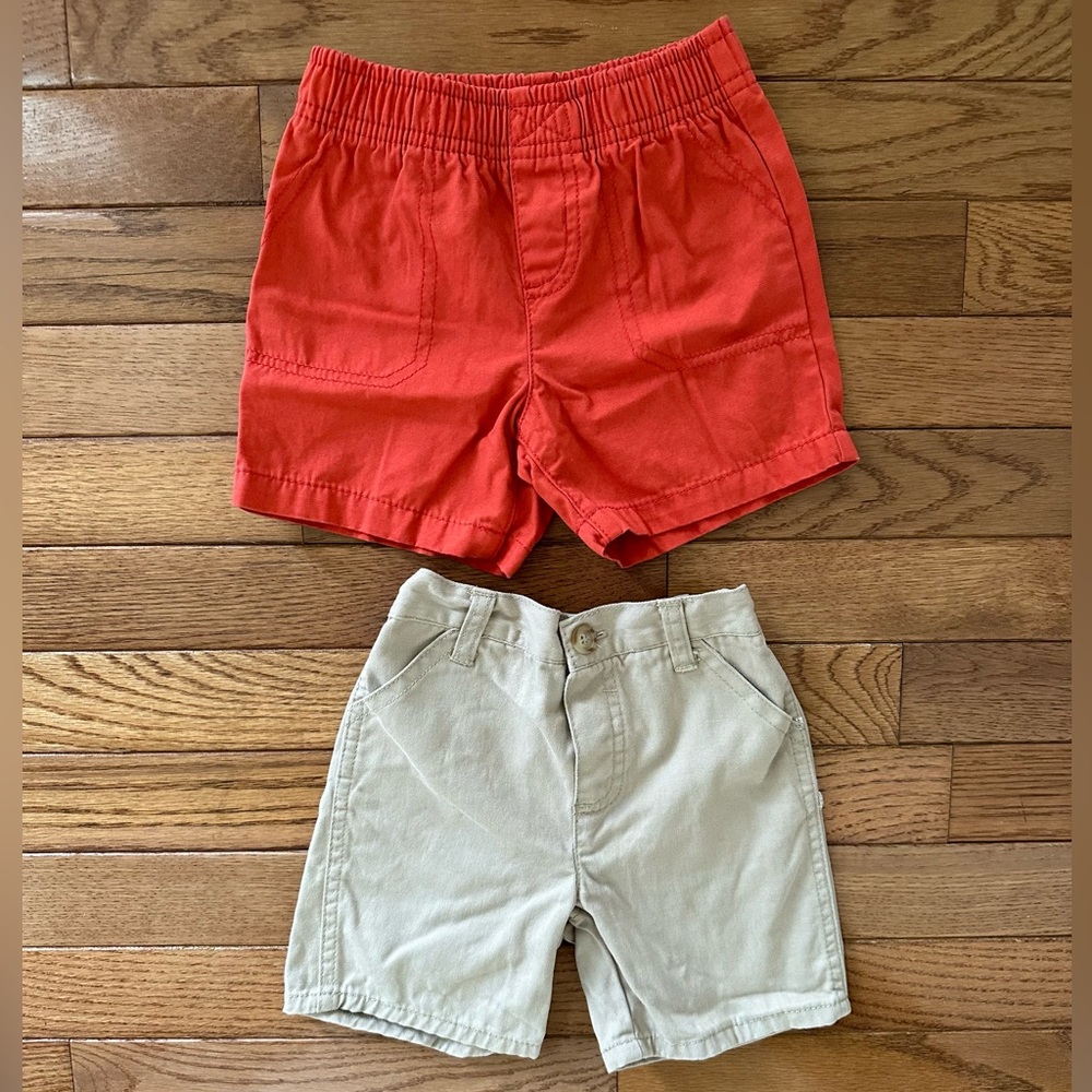 🤎❤️ CARTER’S Boys Shorts 18 months red and khaki EUC bundle 2